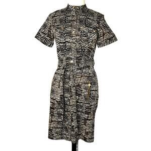 Calvin Klein Dress Womens Brown & Cream SZ S Animal Print  Button Up Shirt Dress